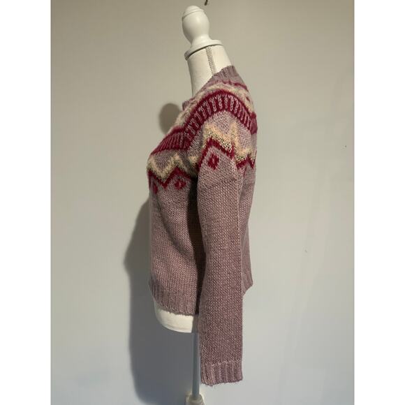 Cozy Pink Nordic Fair Isle Heartloom Sweater XS - Picture 4 of 8